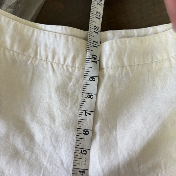 Lagenlook Linen White Trousers Pants Cropped Wide Leg Straight Womens 8 Coastal - Picture 8 of 11